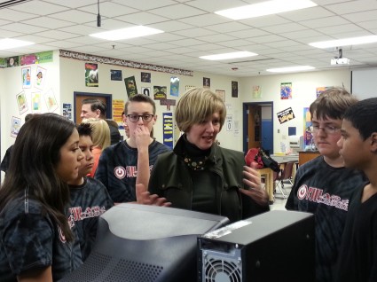 Students Show Representative Brooks How They Repurpose Computers